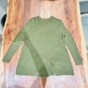 The Impeccable Pig green, distressed sweater size small